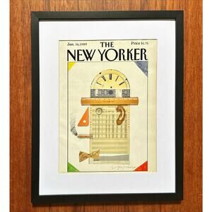 Framed 1989 The New Yorker Magazine Cover January 16 Ledger Eugene Mihaesco